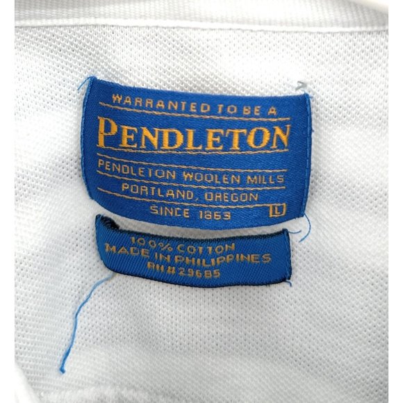 Vintage Pendleton Men's Cotton Polo Size L Blue Green Striped Sz L - Picture 3 of 6